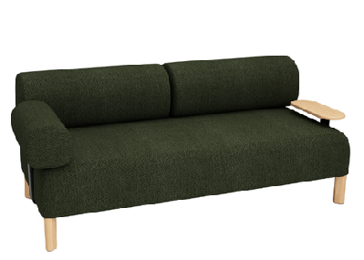 dd cailloux 2 seater fabric breakout sofa with armrest and tablegreen