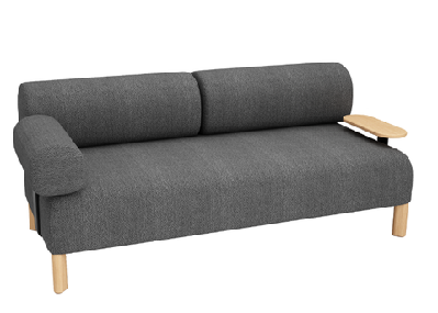 dd cailloux 2 seater fabric breakout sofa with armrest and tablemid grey