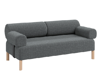 dd cailloux 2 seater fabric breakout sofa with armrestsmid grey