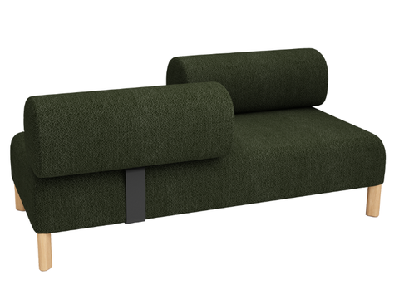 dd cailloux 2 seater fabric breakout sofa with 2 opposite backrestsgreen