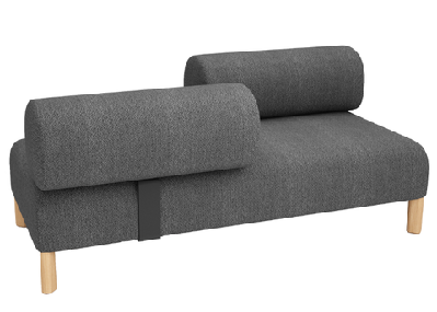 dd cailloux 2 seater fabric breakout sofa with 2 opposite backrestsmid grey