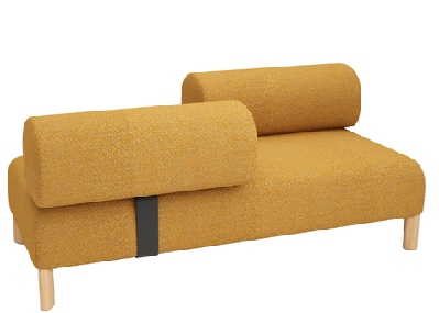 dd cailloux 2 seater fabric breakout sofa with 2 opposite backrestsmustard