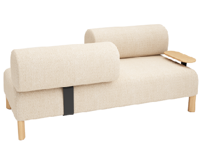 dd cailloux 2 seater fabric breakout sofa with opposite facing backrest and tablebone