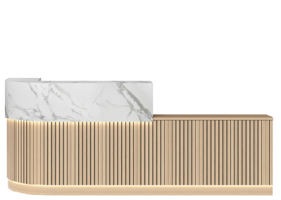 dd juliette inkline reception counter 2700w x 900d / colour swatch colours with no marble / without led lights 