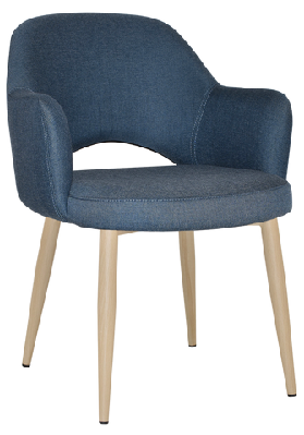 ez albury birch colour metal leg upholstered hospitality dining armchairgravity denim