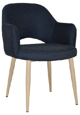 ez albury birch colour metal leg upholstered hospitality dining armchairgravity navy