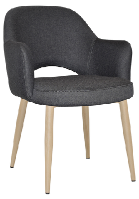 ez albury birch colour metal leg upholstered hospitality dining armchairgravity slate