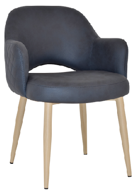 ez albury birch colour metal leg upholstered hospitality dining armchairpelle benito navy