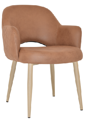 ez albury birch colour metal leg upholstered hospitality dining armchairpelle benito tan