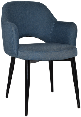 ez albury black metal leg upholstered hospitality dining armchairgravity denim