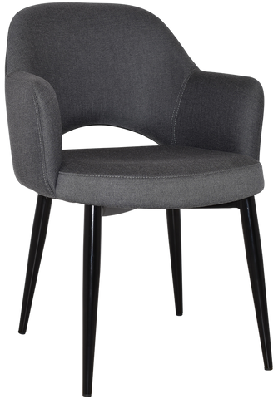 ez albury black metal leg upholstered hospitality dining armchairgravity slate