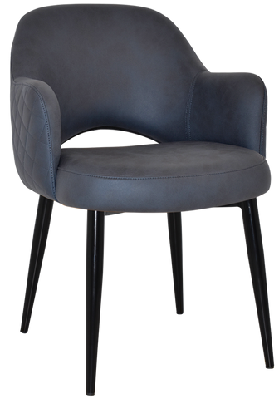 ez albury black metal leg upholstered hospitality dining armchairpelle benito navy
