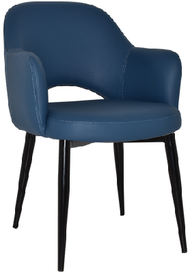 ez albury black metal leg upholstered hospitality dining armchairblue vinyl