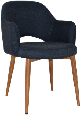 ez albury oak colour metal leg upholstered hospitality dining armchairgravity navy