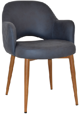 ez albury oak colour metal leg upholstered hospitality dining armchairpelle benito navy