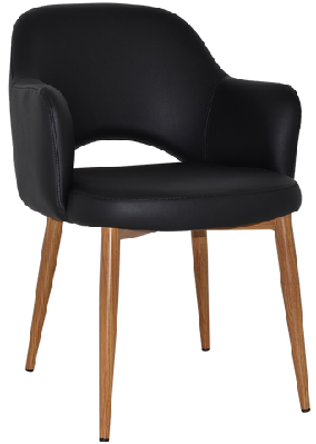ez albury oak colour metal leg upholstered hospitality dining armchairvinyl black