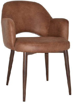 ez albury walnut colour metal leg upholstered hospitality dining armchaireastwood tan
