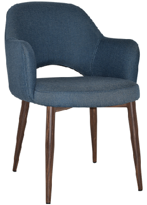 ez albury walnut colour metal leg upholstered hospitality dining armchairgravity denim