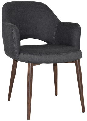 ez albury walnut colour metal leg upholstered hospitality dining armchairgravity slate
