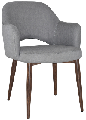 ez albury walnut colour metal leg upholstered hospitality dining armchairgravity steel