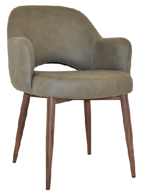 ez albury walnut colour metal leg upholstered hospitality dining armchairpelle benito sage