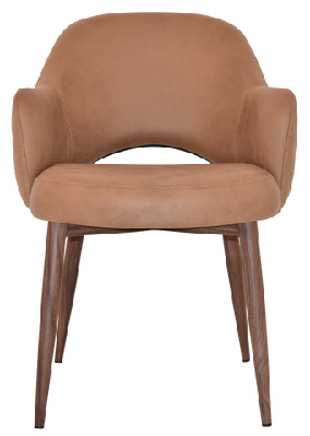 ez albury walnut colour metal leg upholstered hospitality dining armchairvinyl tan