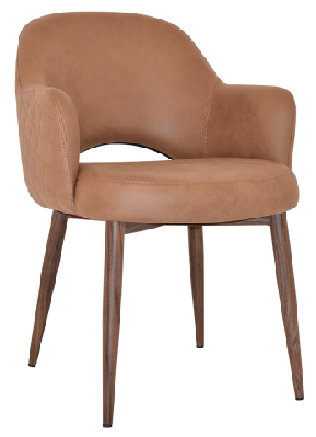 ez albury walnut colour metal leg upholstered hospitality dining armchairpelle benito