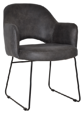 ez albury black metal sled base upholstered hospitality dining armchaireastwood slate