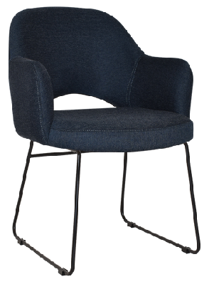 ez albury black metal sled base upholstered hospitality dining armchairgravity navy