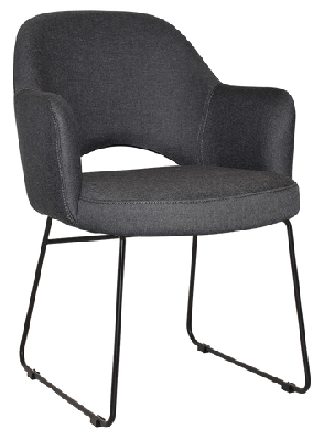 ez albury black metal sled base upholstered hospitality dining armchairgravity slate