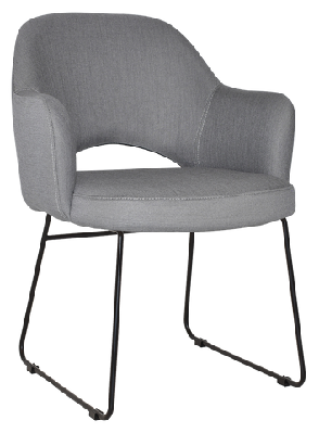 ez albury black metal sled base upholstered hospitality dining armchairgravity steel