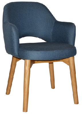 ez albury solid timber oak stained upholstered hospitality dining armchairgravity denim
