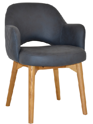 ez albury solid timber oak stained upholstered hospitality dining armchairpelle/ benito navy