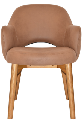 ez albury solid timber oak stained upholstered hospitality dining armchairtan vinyl