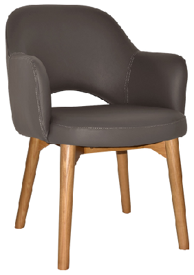 ez albury solid timber oak stained upholstered hospitality dining armchaircharcoal vinyl