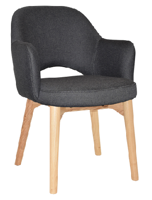 ez albury solid timber natural stained upholstered hospitality dining armchairgravity slate
