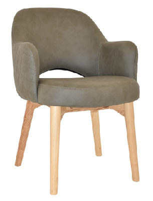 ez albury solid timber natural stained upholstered hospitality dining armchairpelle/ benito sage