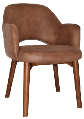 ez albury solid timber walnut stained upholstered hospitality dining armchaireastwood tan