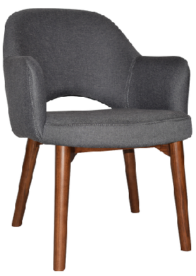 ez albury solid timber walnut stained upholstered hospitality dining armchairgravity slate
