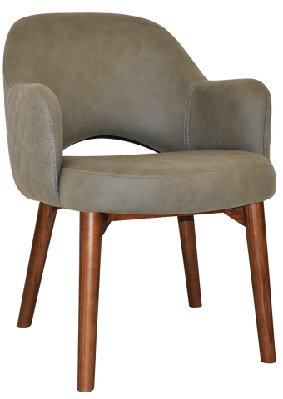 ez albury solid timber walnut stained upholstered hospitality dining armchairpelle/ benito sage