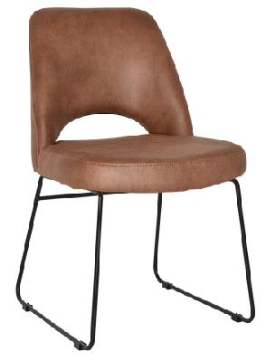 ez albury black metal sled base upholstered hospitality dining chaireastwood tan fabric