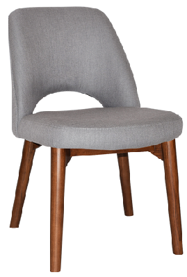 ez albury solid timber walnut colour stained upholstered hospitality dining chairgravity steel