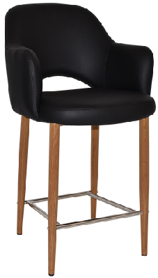 ez albury upholstered barstool with light oak legsvinyl black