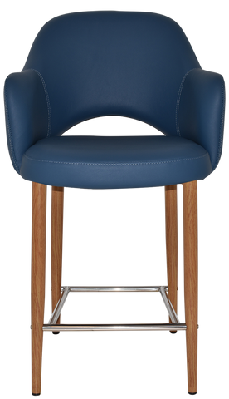 ez albury upholstered barstool with light oak legsvinyl blue