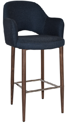 ez stool albury arm 750 metal light walnutvinyl blue