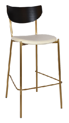 ez stool marco brass - black - unupholsteredstainless steel / light walnut - vinyl tan