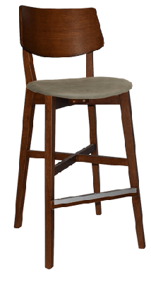 ez phoenix light walnut stained solid timber framed barstoolsage fabric