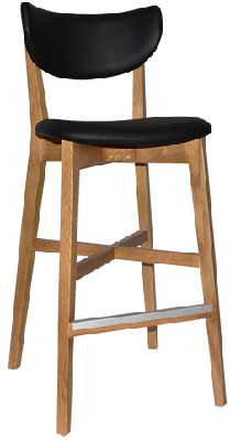 ez rialto solid timber framed black vinyl seat and back barstoollight oak