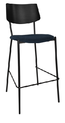 ez texas black metal leg barstool with black veneer backnavy fabric