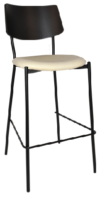 ez texas black metal leg barstool with black veneer backunupholstered